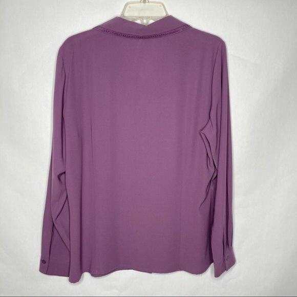 Laura Scott Wms 16 Purple Floral Embroidered Blouse Casual Dressy Office - Picture 2 of 11